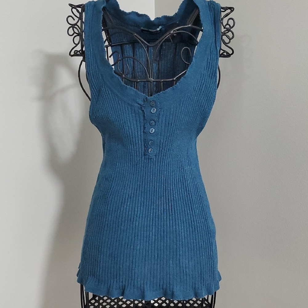 Moda International Teal Ribbed Tank Top